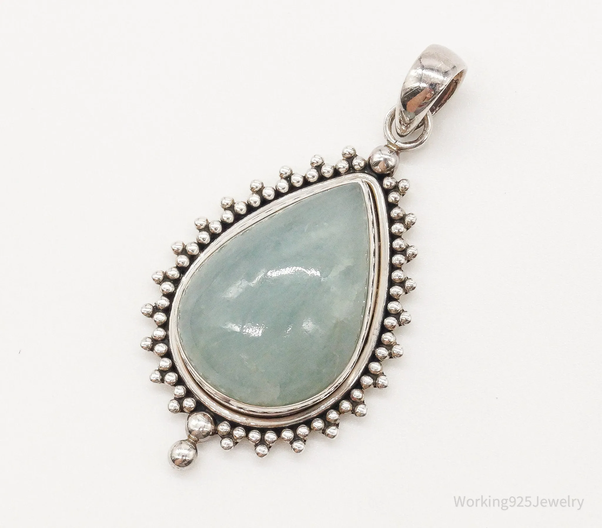 Large India Designer Doug Paulus Aventurine Sterling Silver Pendant