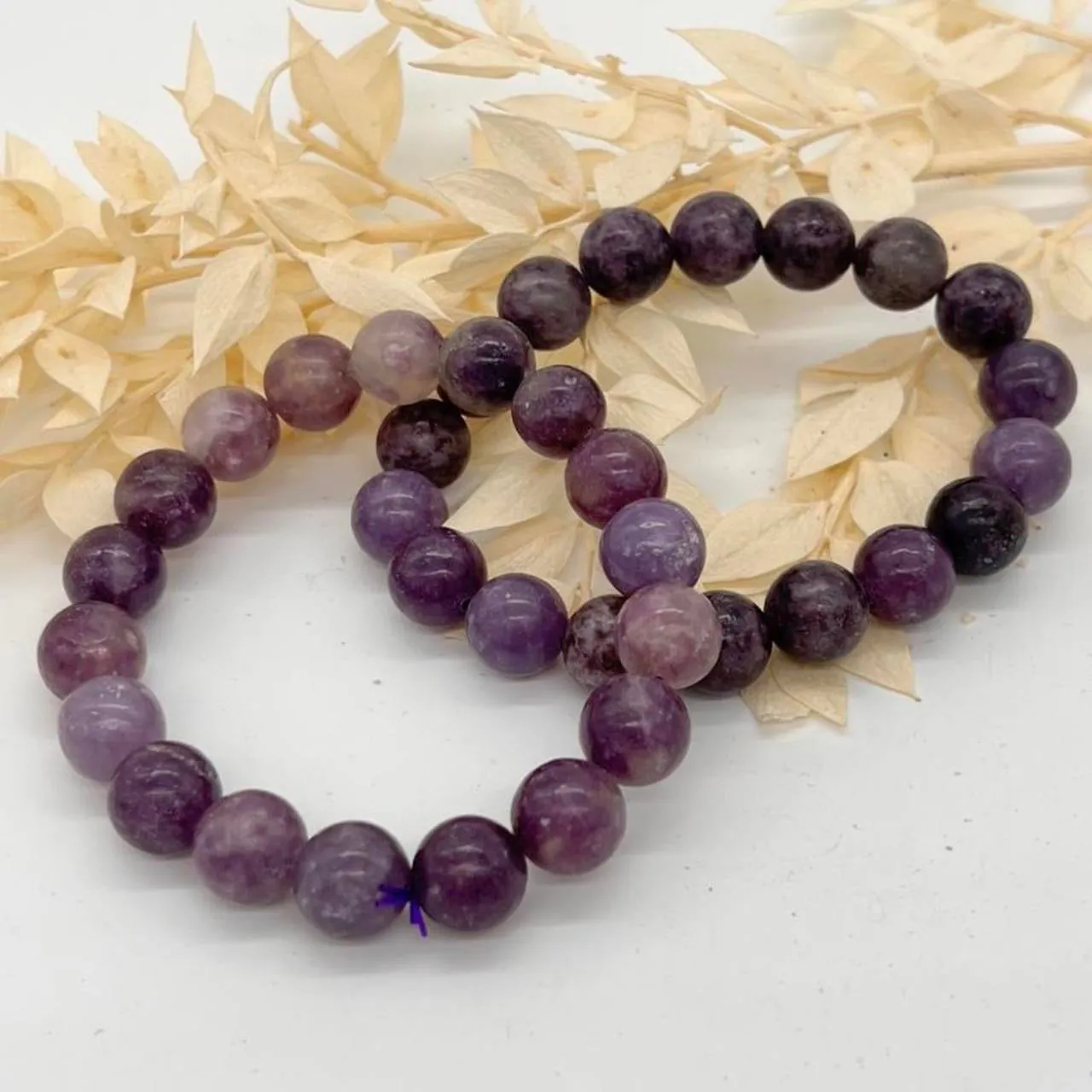 Lepidolite bead Bracelet Purple Crystal