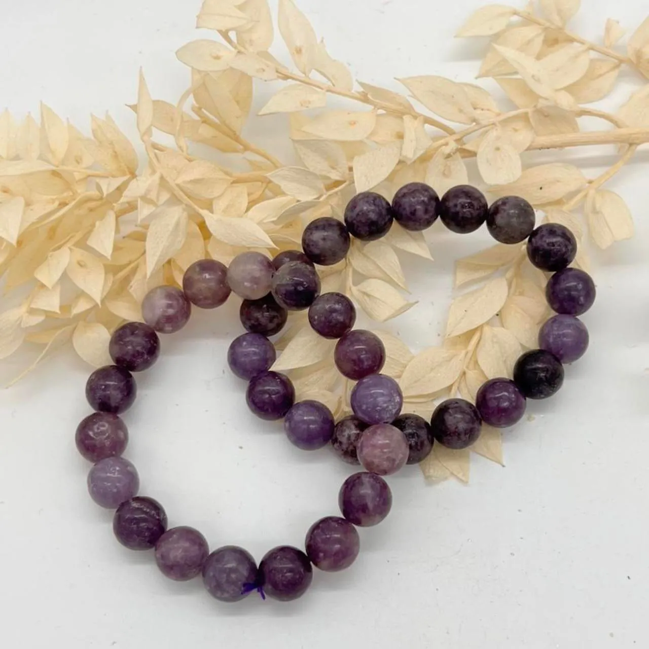 Lepidolite bead Bracelet Purple Crystal