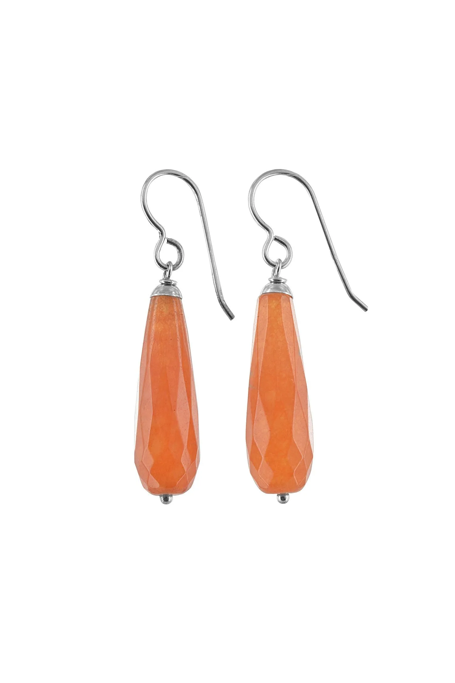 Long Orange Jade Earrings