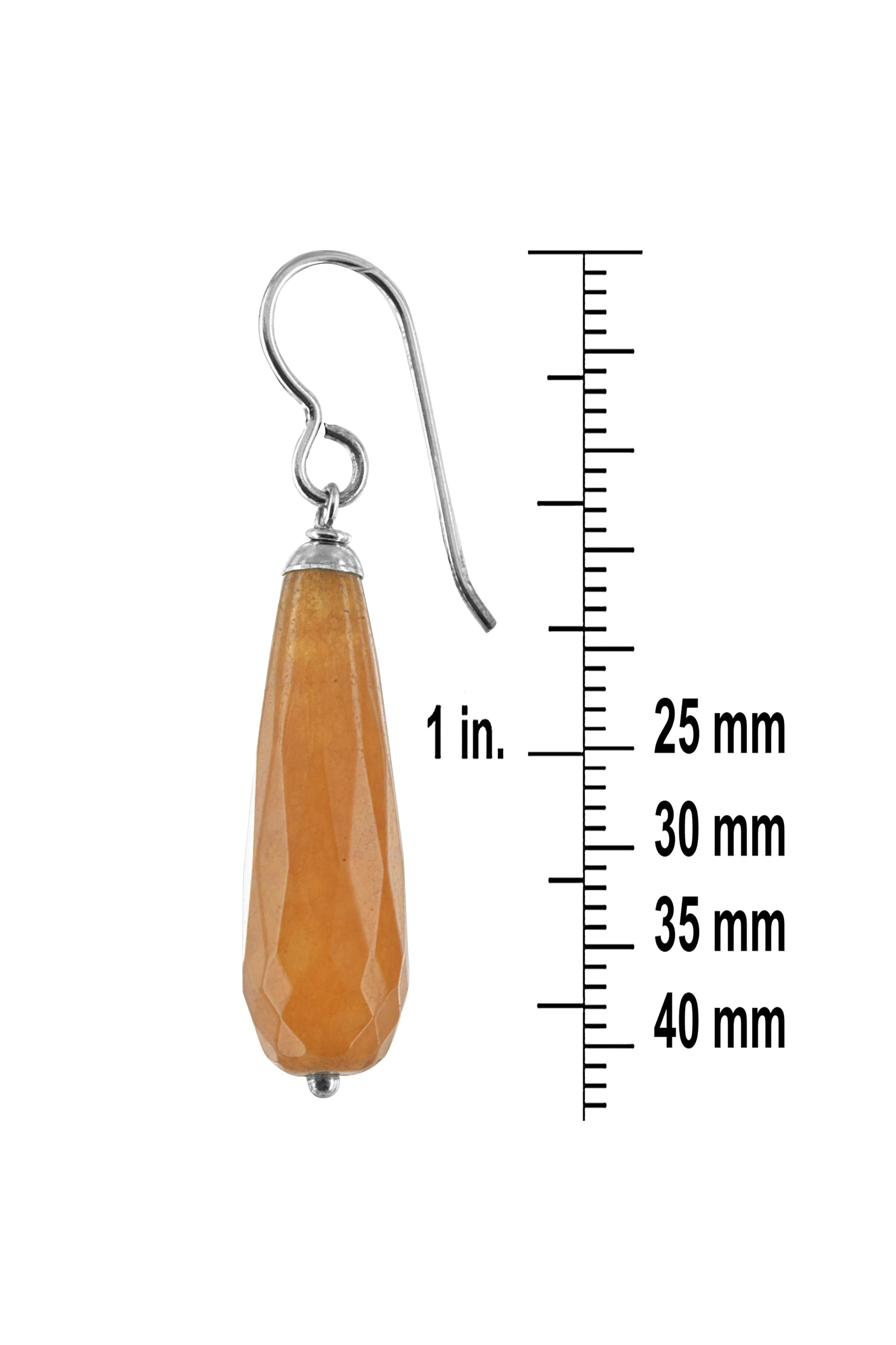 Long Orange Jade Earrings