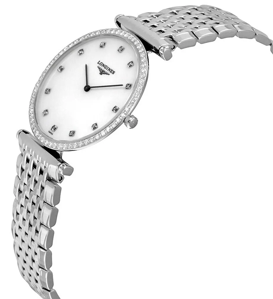 Longines La Grande Classique Stainless Steel Mother-Of-Pearl Dial Diamonds Quartz Womens Watch L4.741.0.80.6