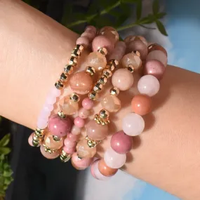 Love & Light Rhodonite Sunstone Rose Quartz Build-Your-Own Bracelet Set