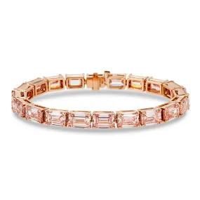 Lynnlee 32 Carats Emerald Cut Fancy Pink Lab Grown Diamond Tennis Bracelet in 18K Rose Gold