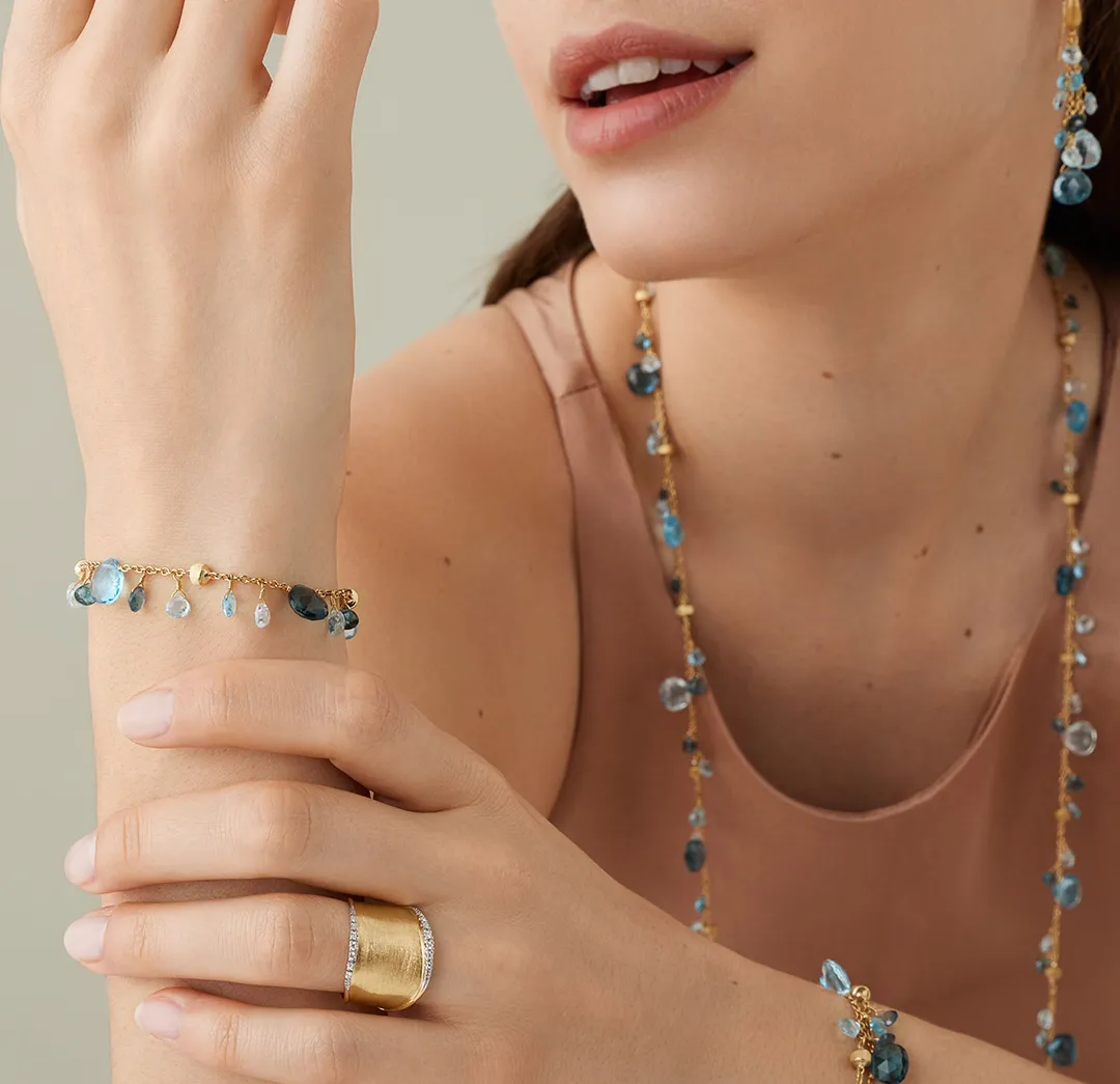 Marco Bicego Paradise Single Strand Blue Topaz and London Blue Topaz Bracelet