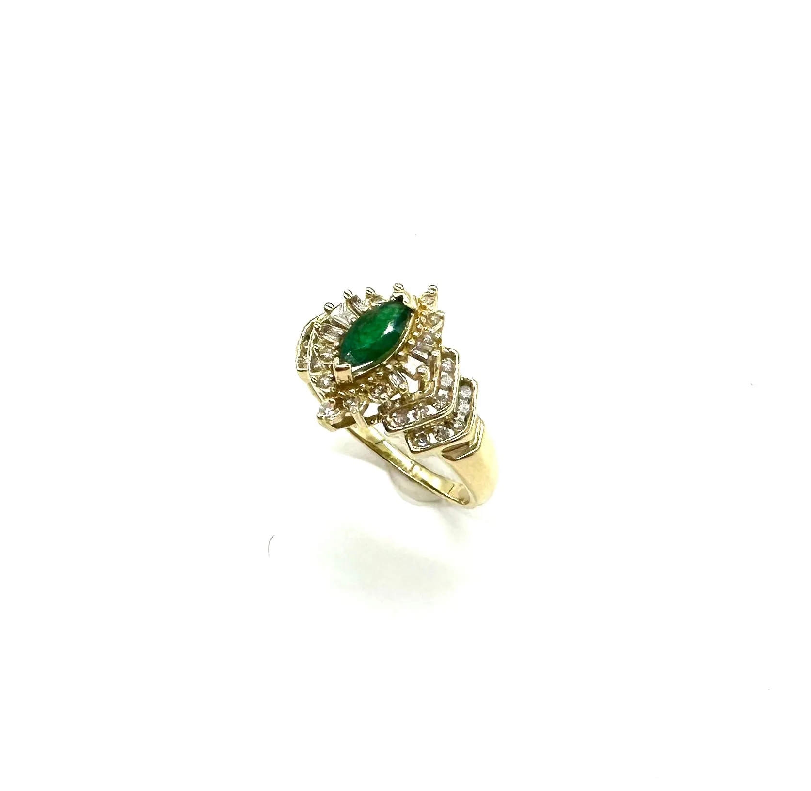 Marquis Emerald & Diamond Graduated Ring