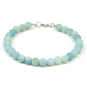 Matte Amazonite Bracelet with Sterling Silver Trigger Clasp