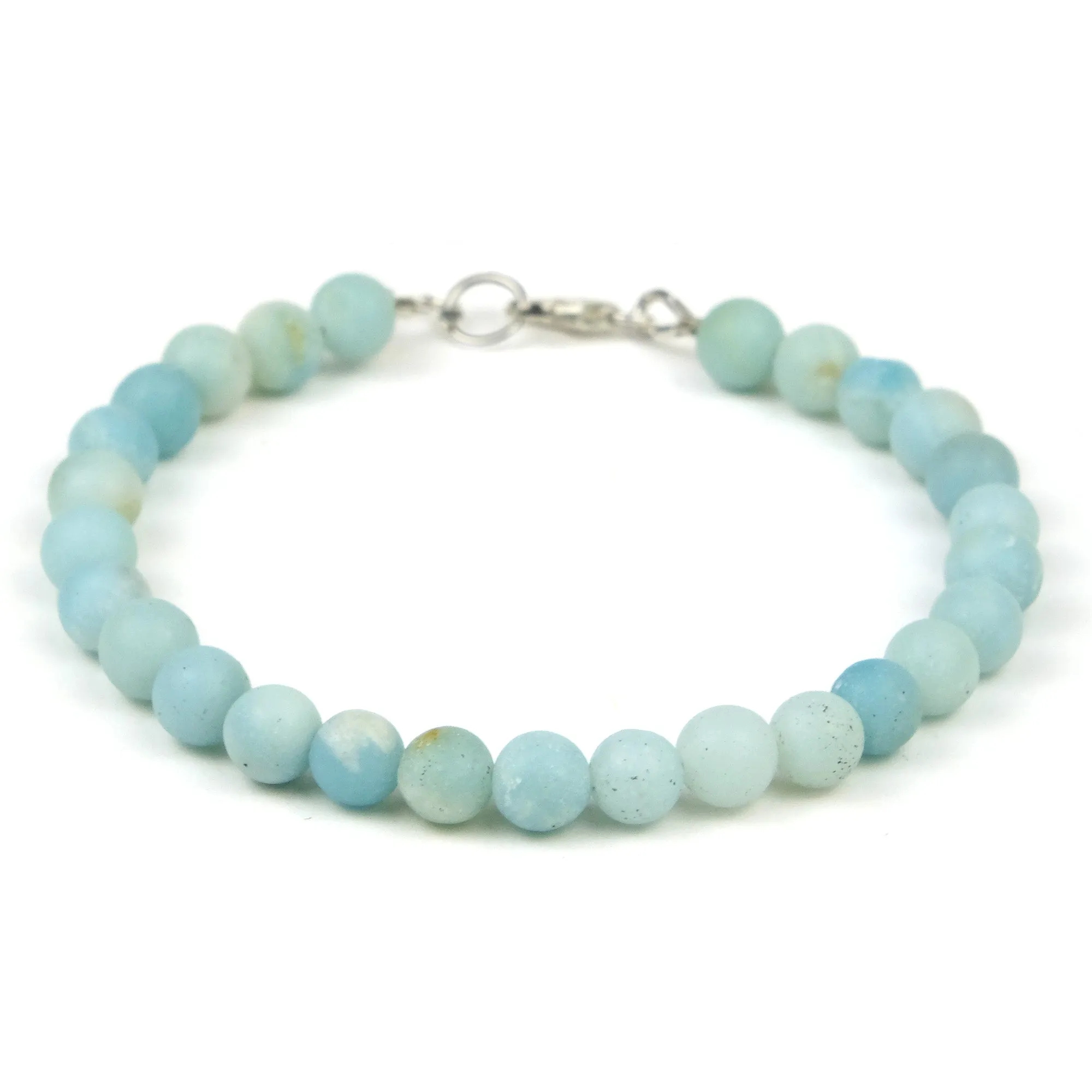 Matte Amazonite Bracelet with Sterling Silver Trigger Clasp