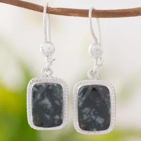 Maya Forest Princess Artisan Crafted Jade and Sterling Silver Earrings