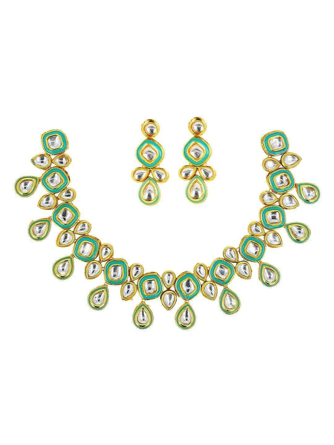 Meenakari Necklace Set Light Blue