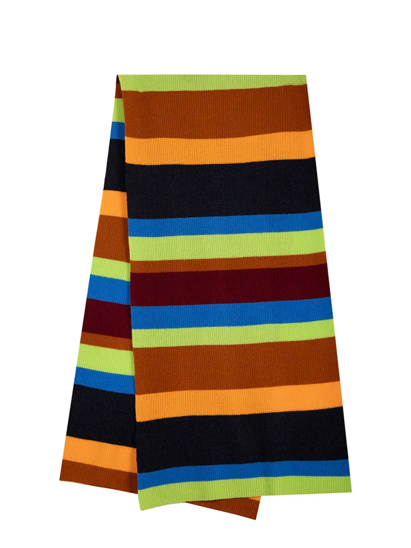 Mens Miles Cashmere Papaya Stripe Scarf