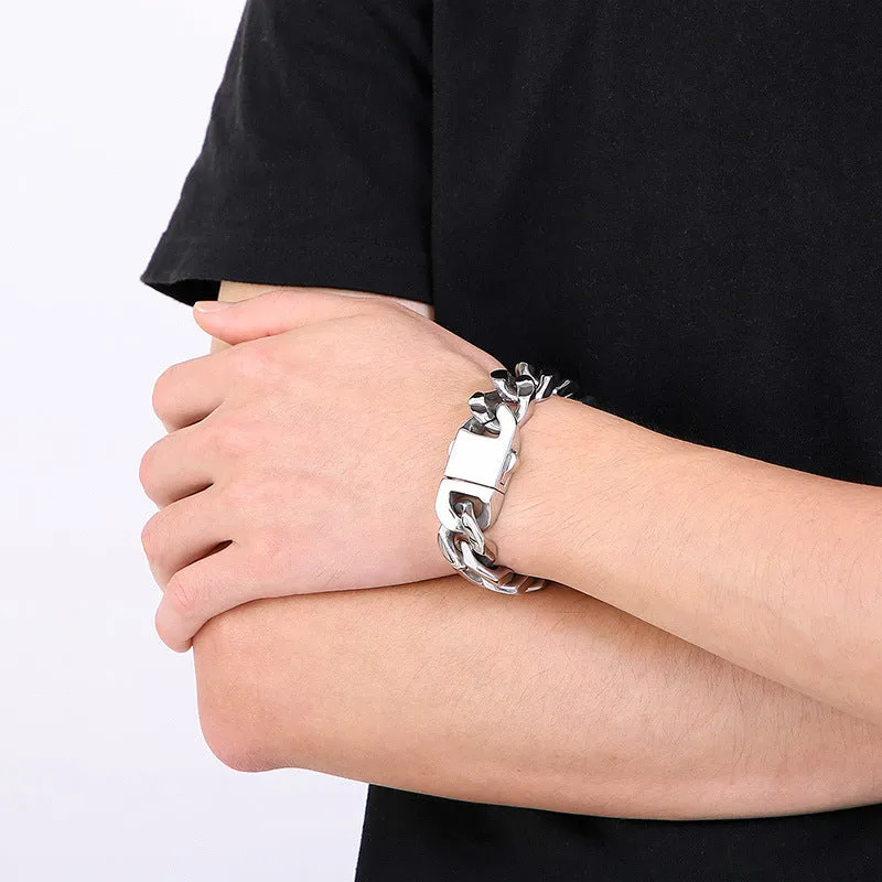 Men's Trendy Stainless Steel Bracelet with 20Mm Four-Sided Grinding Rough Titanium Steel