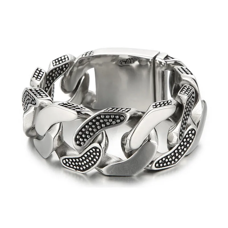 Men's Trendy Titanium Steel Bracelet with Unique Spot Pattern - 30mm Fashionable Cast Design