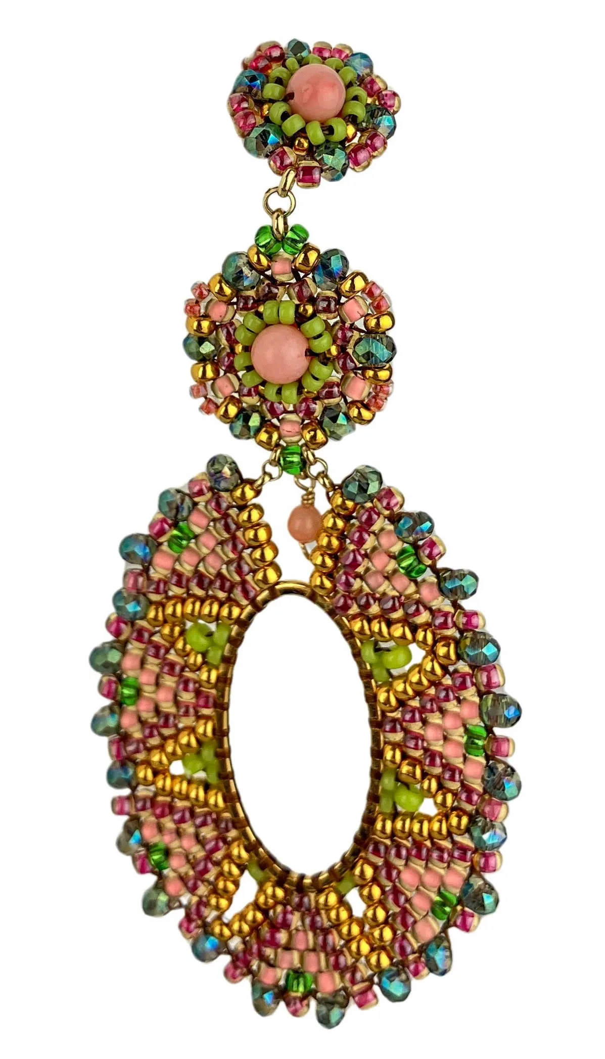 Miguel Ases Santorini Hoop Earrings in Pink Coral Multi