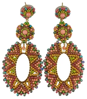 Miguel Ases Santorini Hoop Earrings in Pink Coral Multi