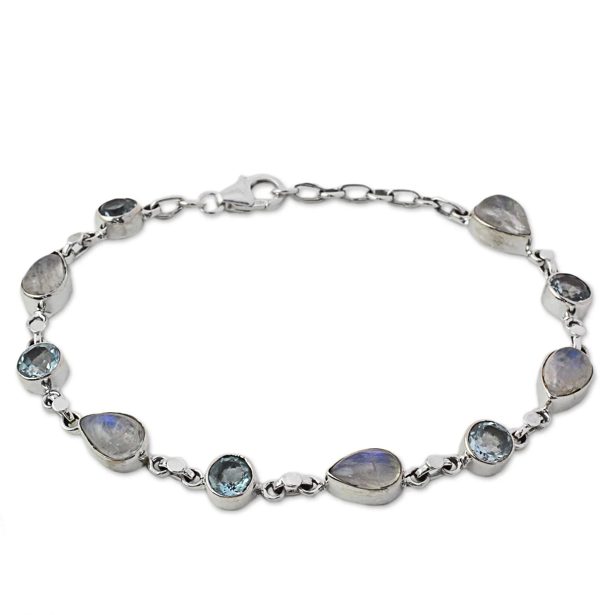 Misty Sky Moonstone & Topaz Link Bracelet