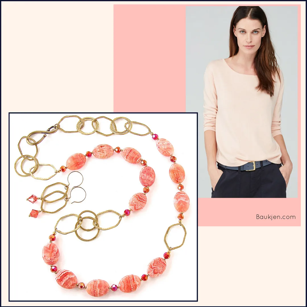 Moina: Coral Pink Necklace Set