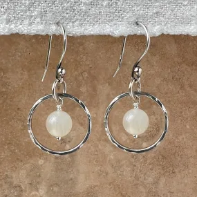 Moonstone & Sterling Silver Small Hoops