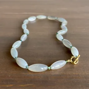 Moonstone & Tourmaline Beaded Necklace with Vine Clasp