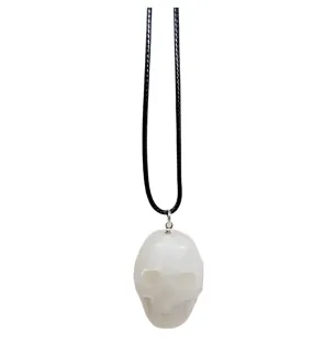 Moonstone Crystal Skull Pendant Necklace