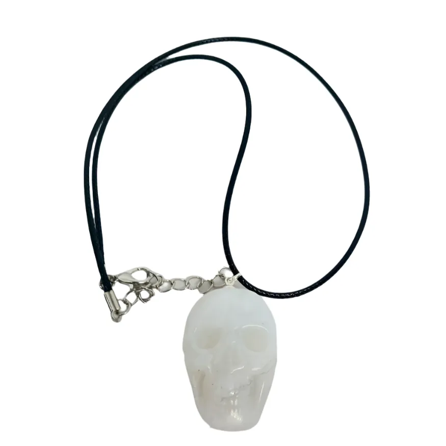 Moonstone Crystal Skull Pendant Necklace