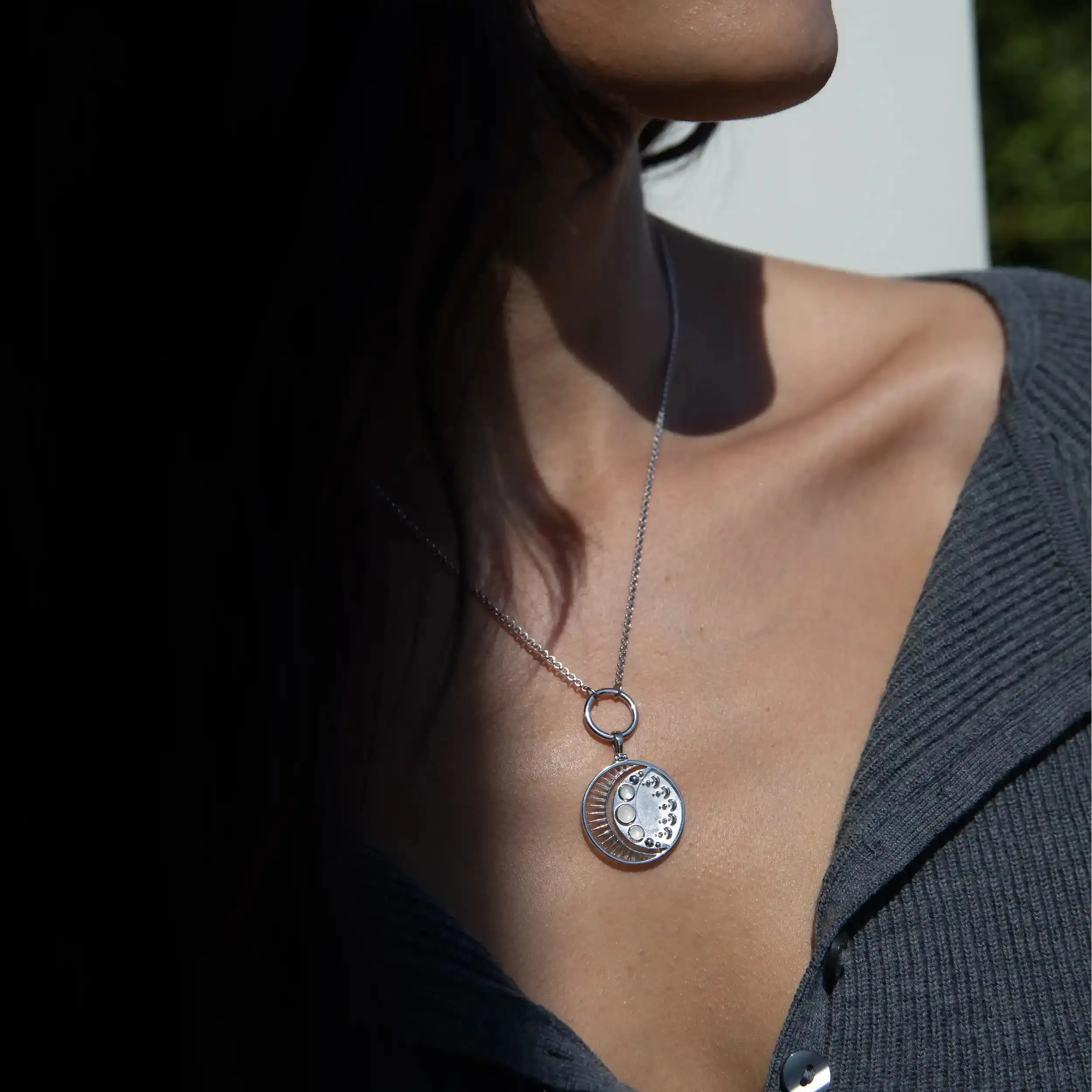 Moonstone Eclipse Delicate Charm Collector Necklace