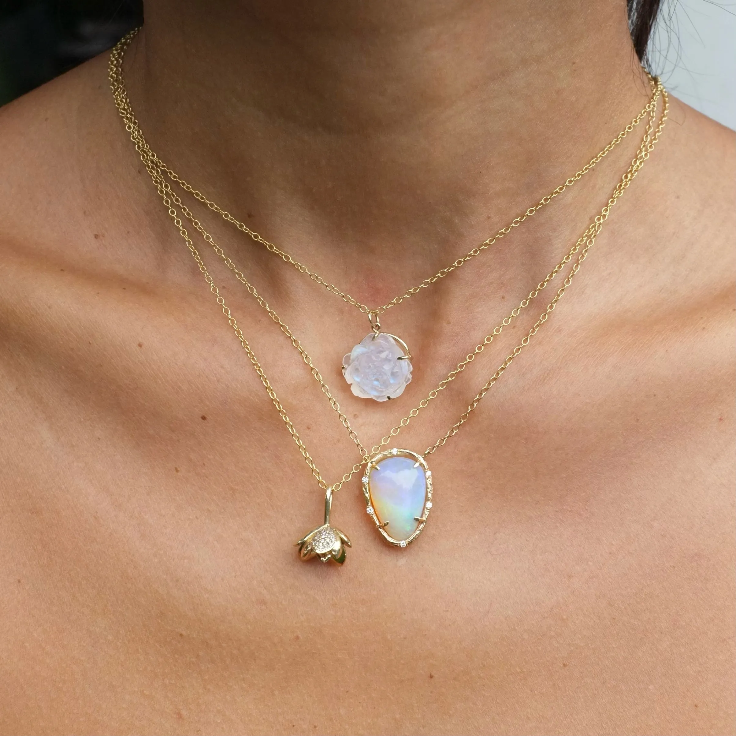 Moonstone Flower Necklace