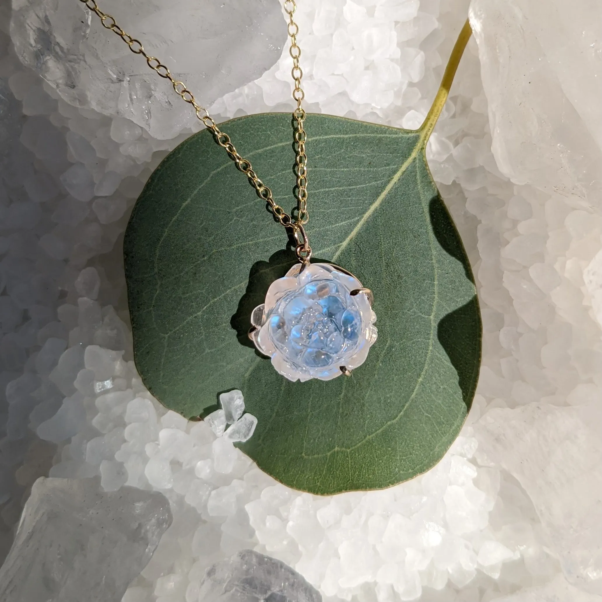 Moonstone Flower Necklace