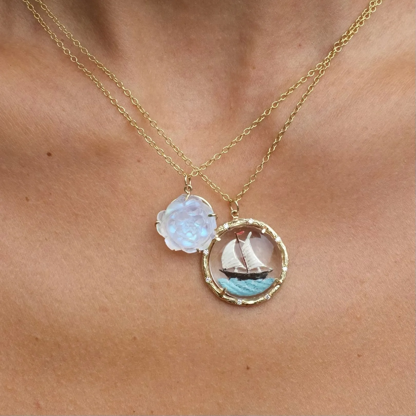 Moonstone Flower Necklace