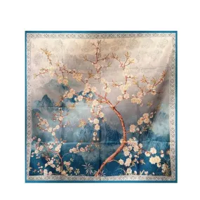 Mulberry Silk 14 Momme Square Scarf Plum Blossom 108x108 cm