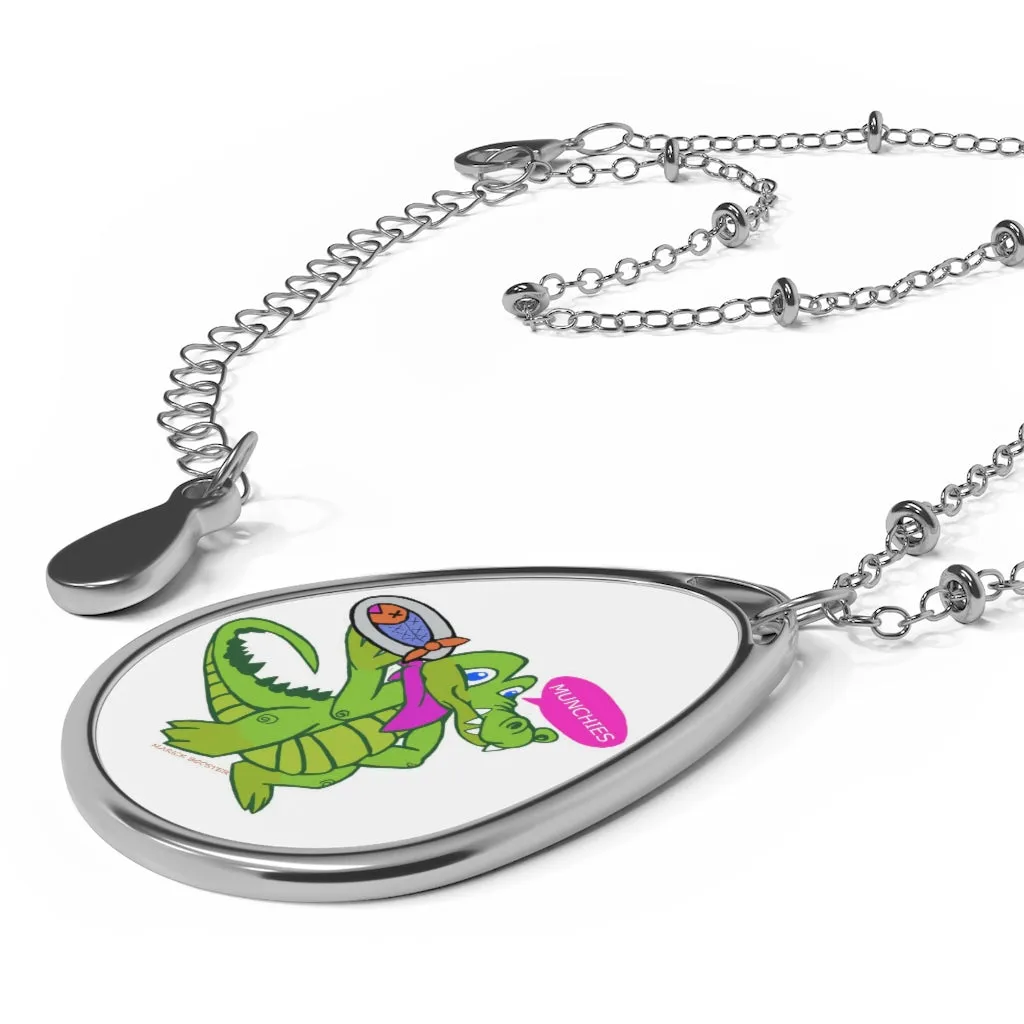 Munchies the Crocodile Oval Necklace