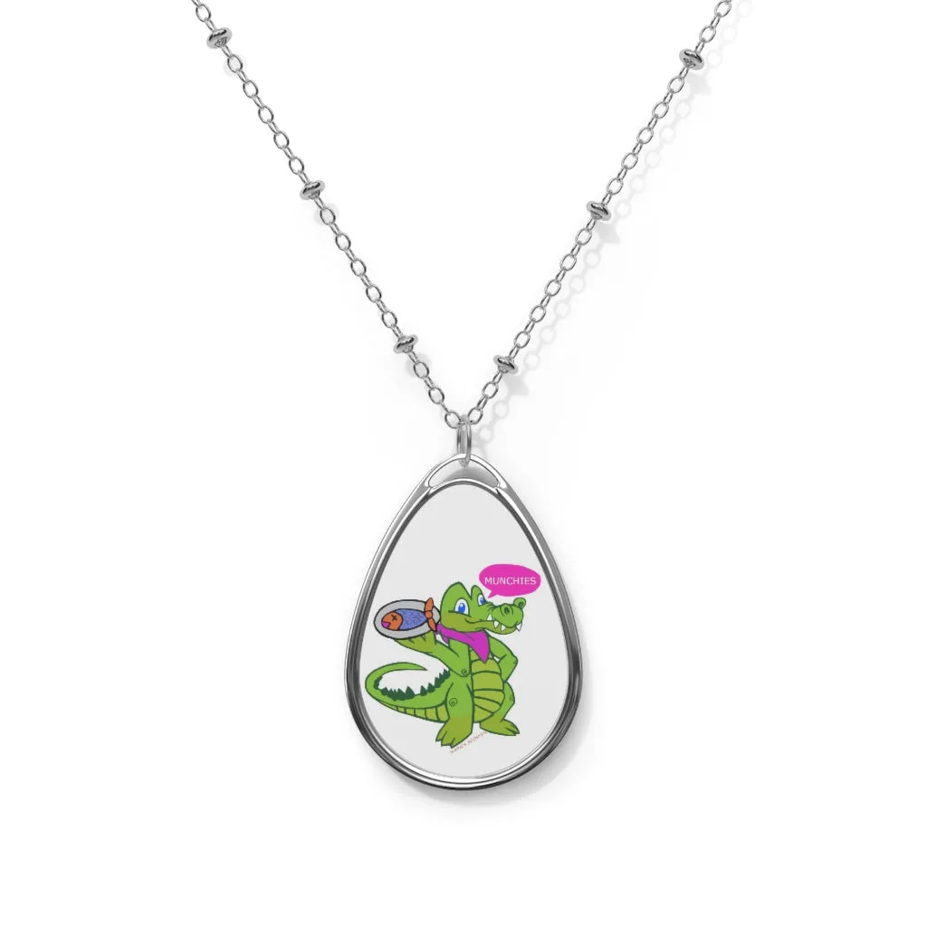 Munchies the Crocodile Oval Necklace