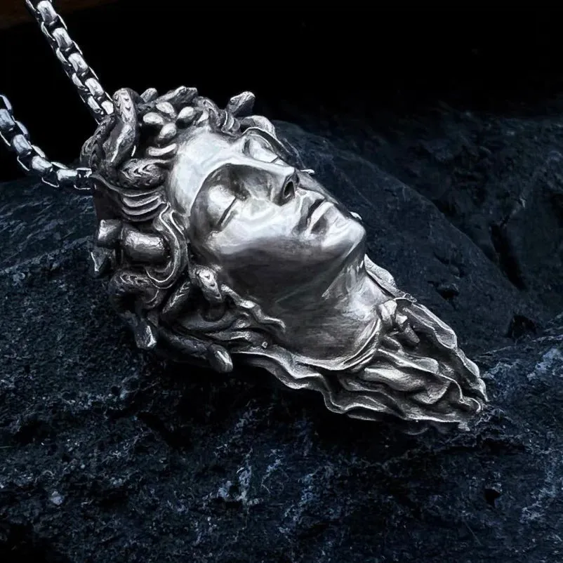 Mysteries Ancient Greek Medusa Head Handcrafted 925 Sterling Silver Pendant For Protection