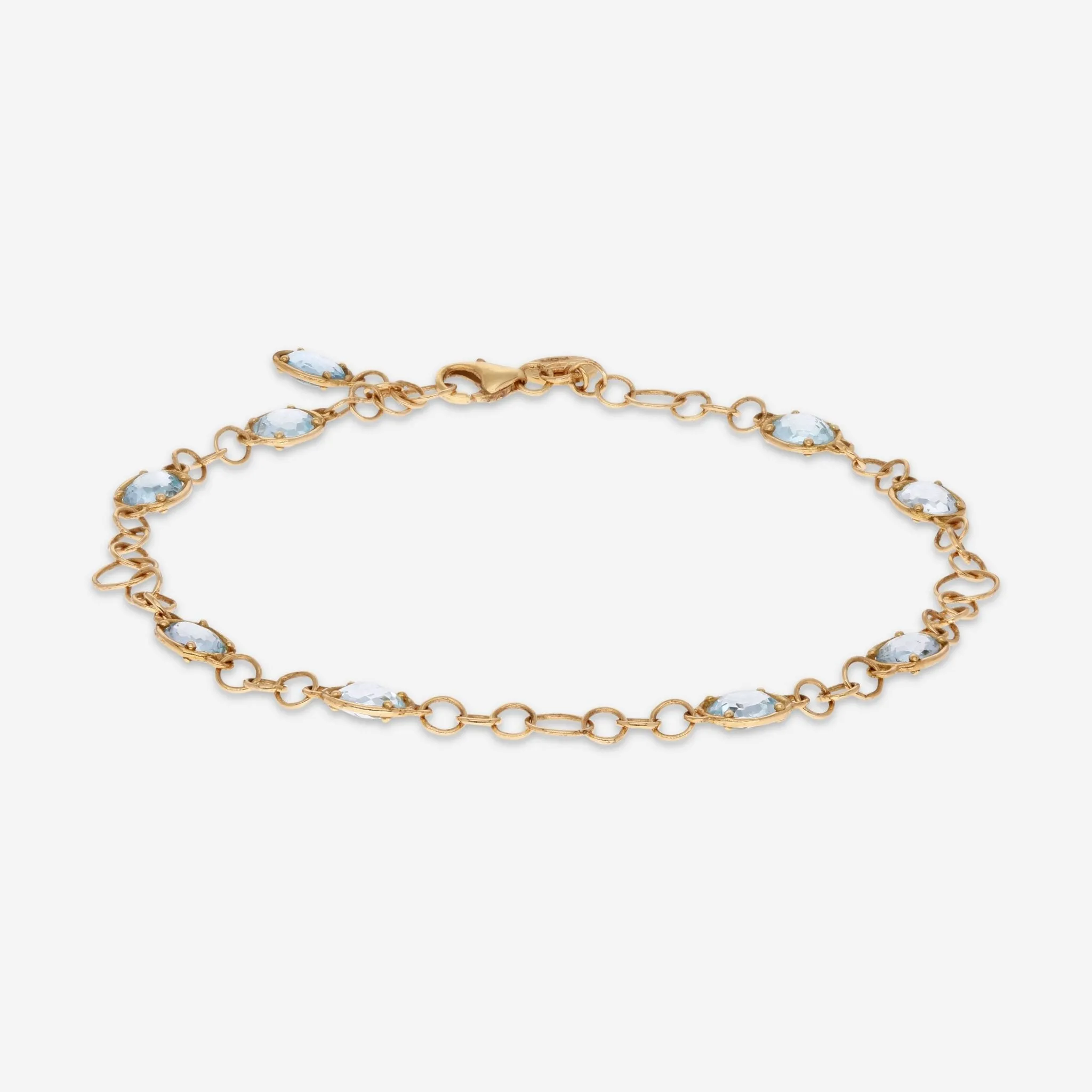 Nanis 18K Yellow Gold Blue Topaz Chain Bracelet BN4-565