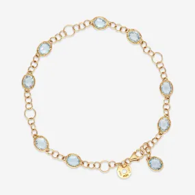 Nanis 18K Yellow Gold Blue Topaz Chain Bracelet BN4-565