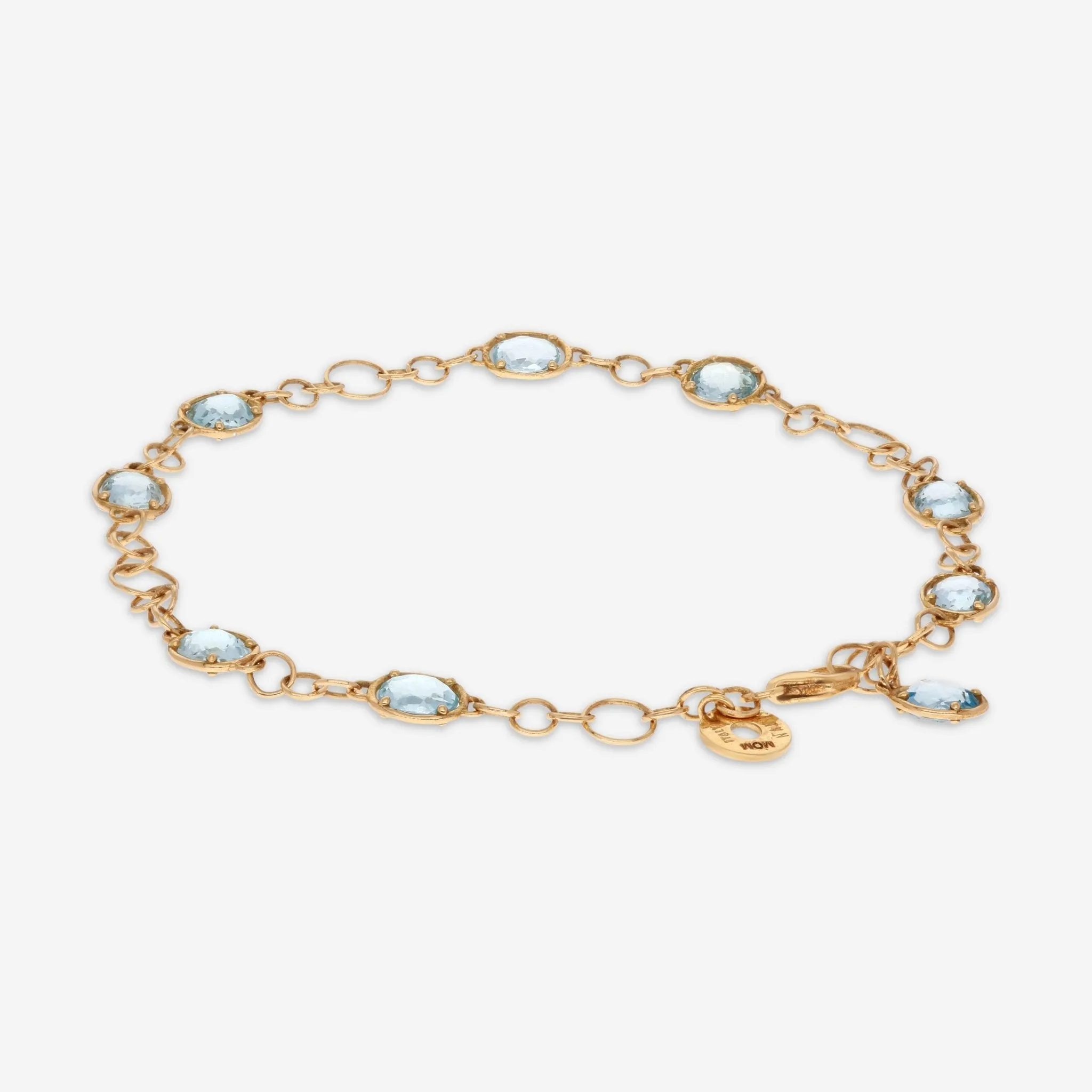 Nanis 18K Yellow Gold Blue Topaz Chain Bracelet BN4-565