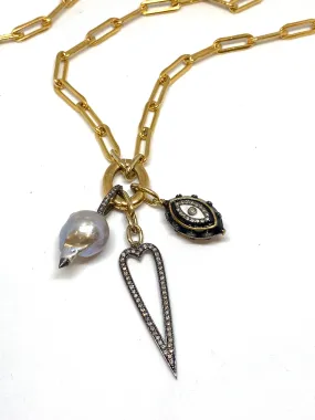 Nathan & Moe Gold Oval Link Necklace with Charms