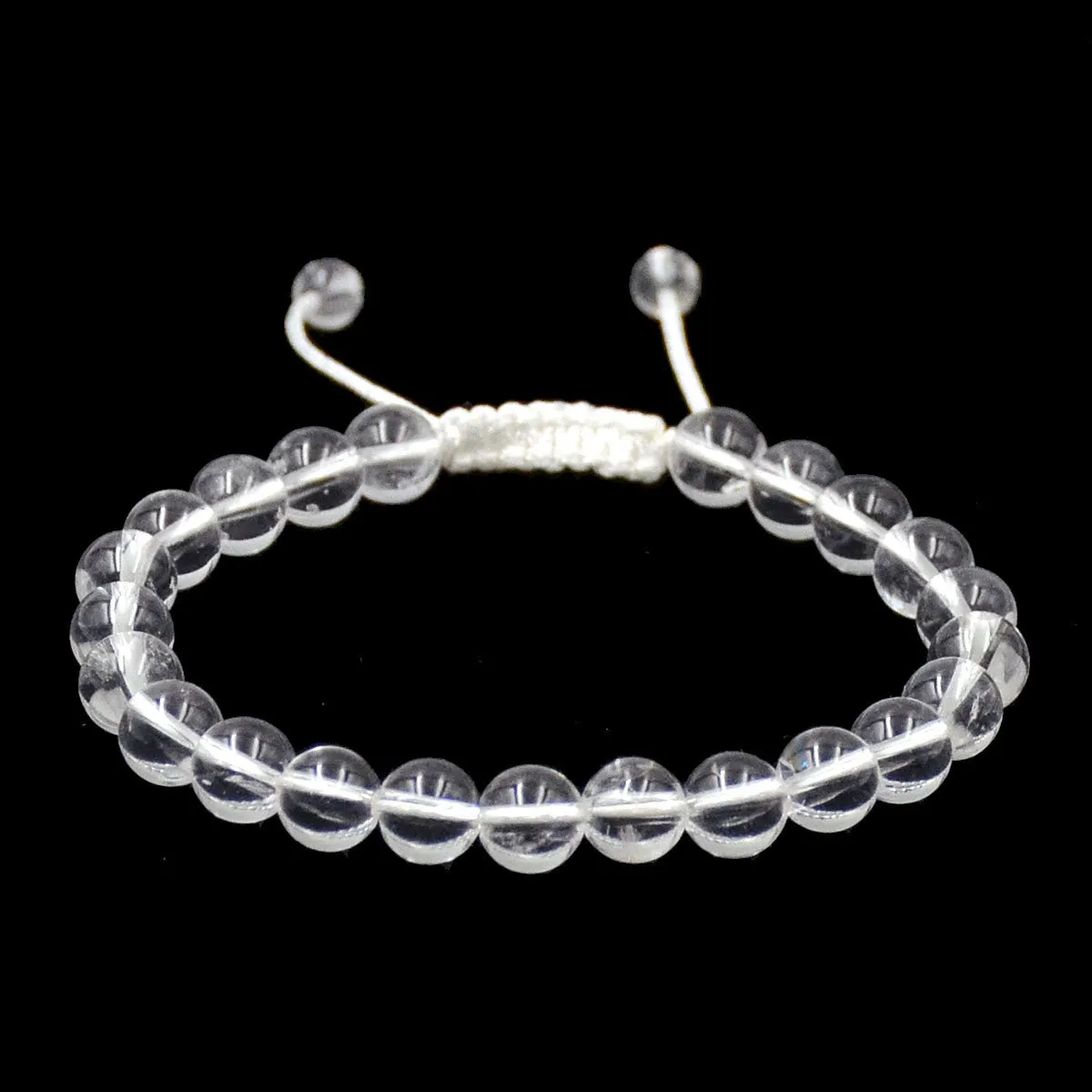 Natural Clear Quartz 8mm Gemstone Healing Power Crystal Adjustable Macrame Bracelet