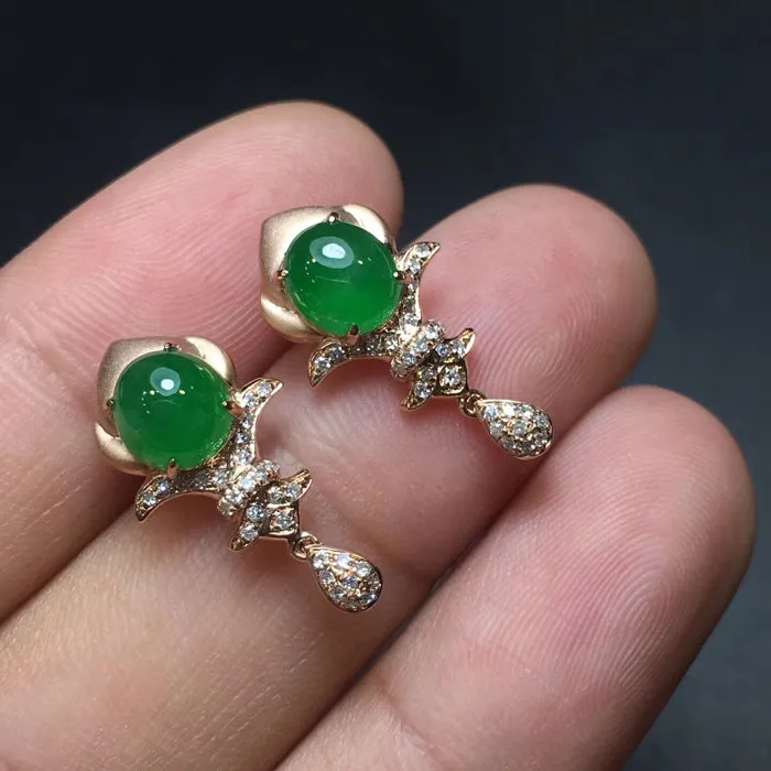 Natural Jade Earrings Jadeite Earrings NEG94