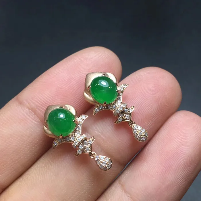 Natural Jade Earrings Jadeite Earrings NEG94