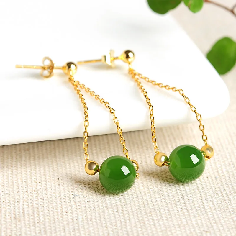 Natural Jade Earrings Nephrite Silver Earrings EG107