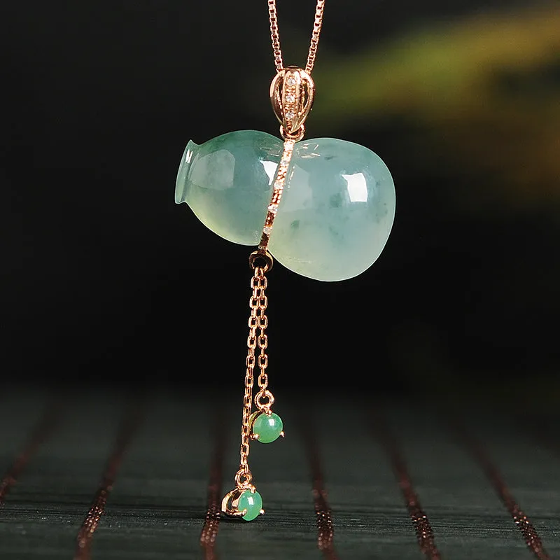 Natural Jade Pendant Jadeite Gold Gourd Pendant PT92