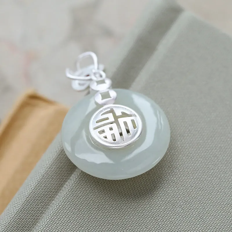 Natural Jade Pendant Nephrite Agate Silver Pendant ZPT128