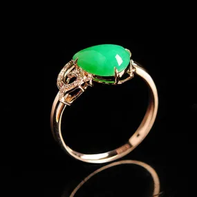 Natural Jade Ring Jadeite Gold Ring RG60