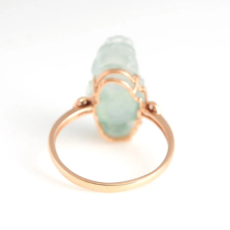 Natural Jade Ring Jadeite Gold Toad Ring RG42