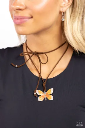 Necklace Winged Wanderer - Orange N2420 Butterflies