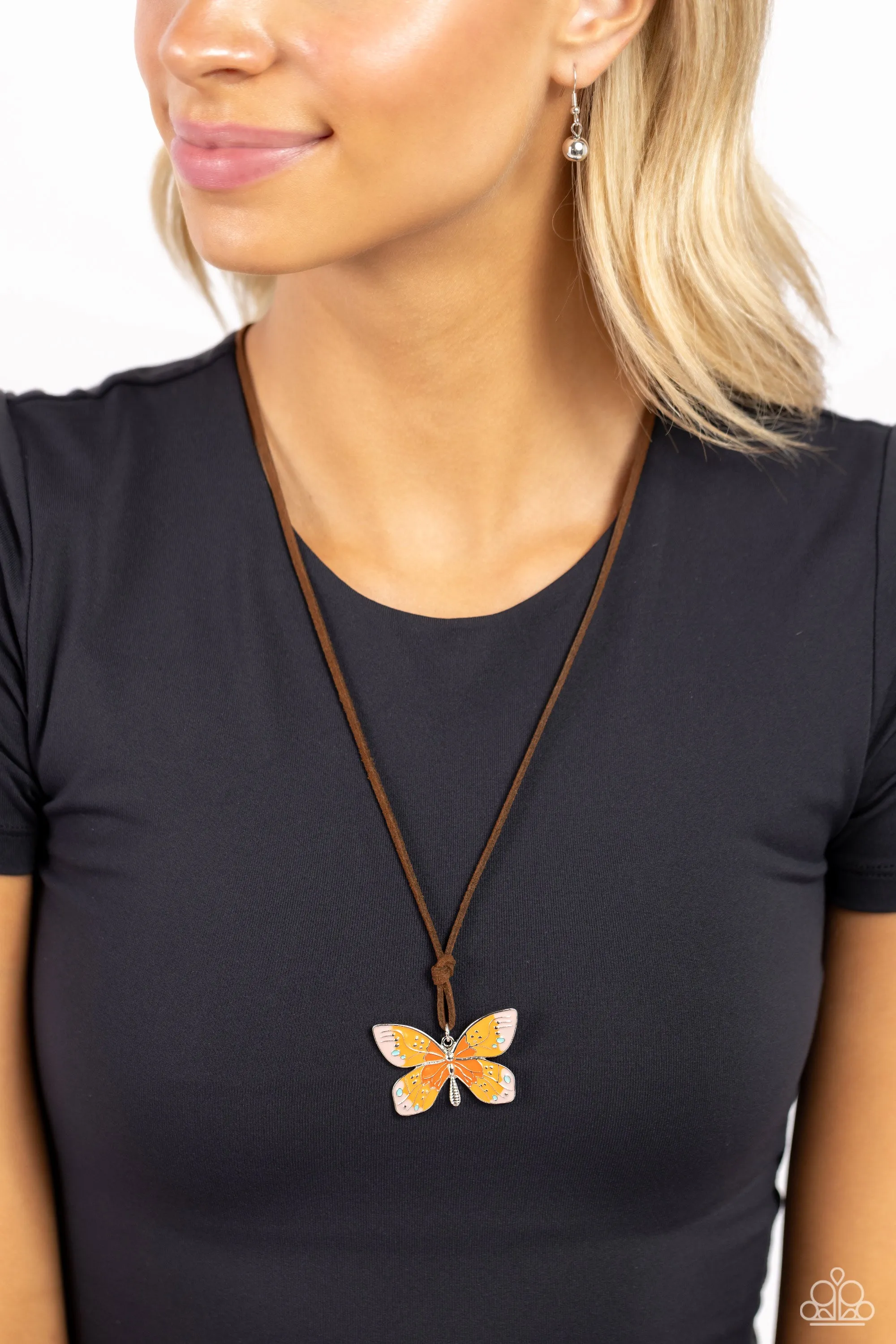 Necklace Winged Wanderer - Orange N2420 Butterflies