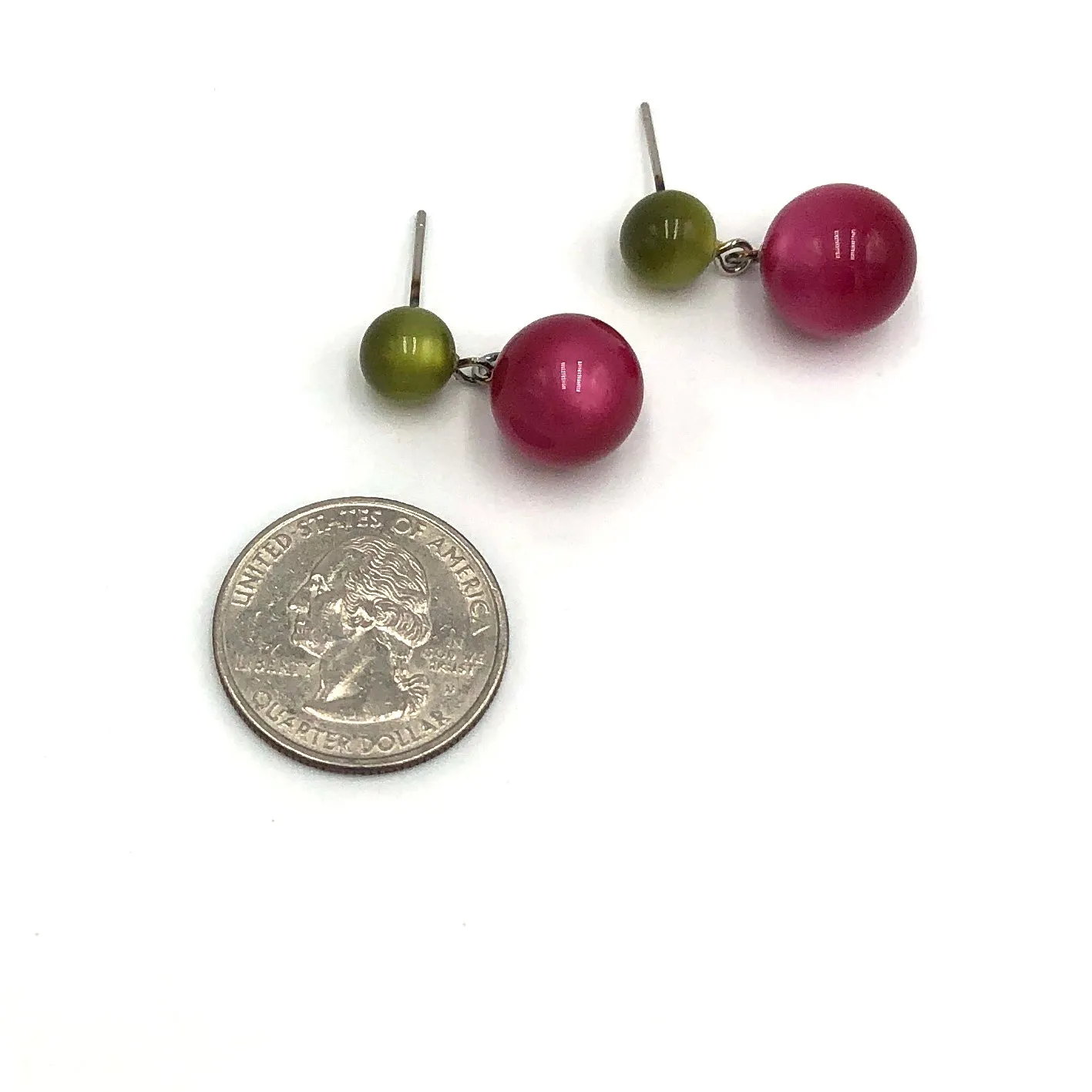 Olive & Cranberry Moonglow Mini Lollipop Earrings