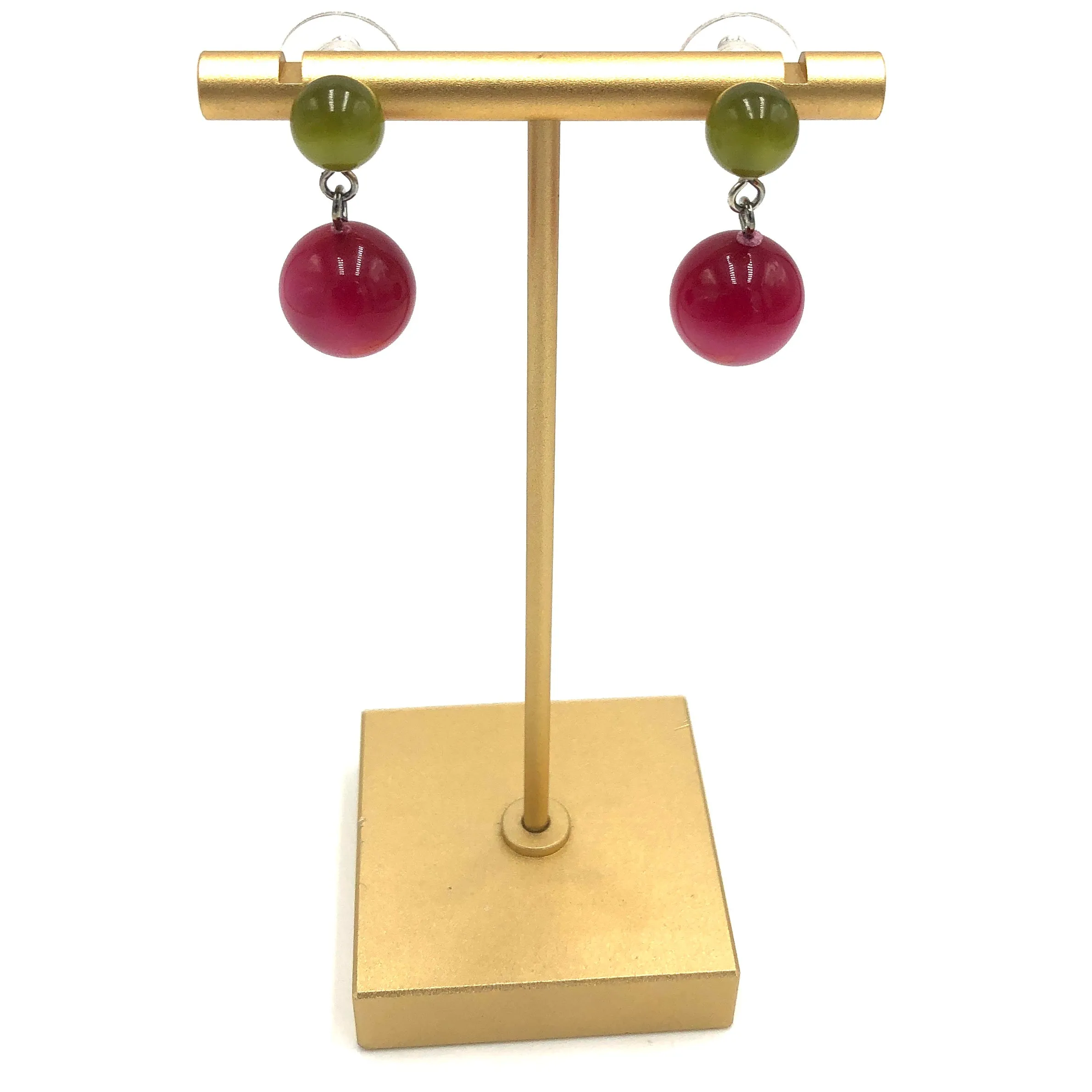 Olive & Cranberry Moonglow Mini Lollipop Earrings