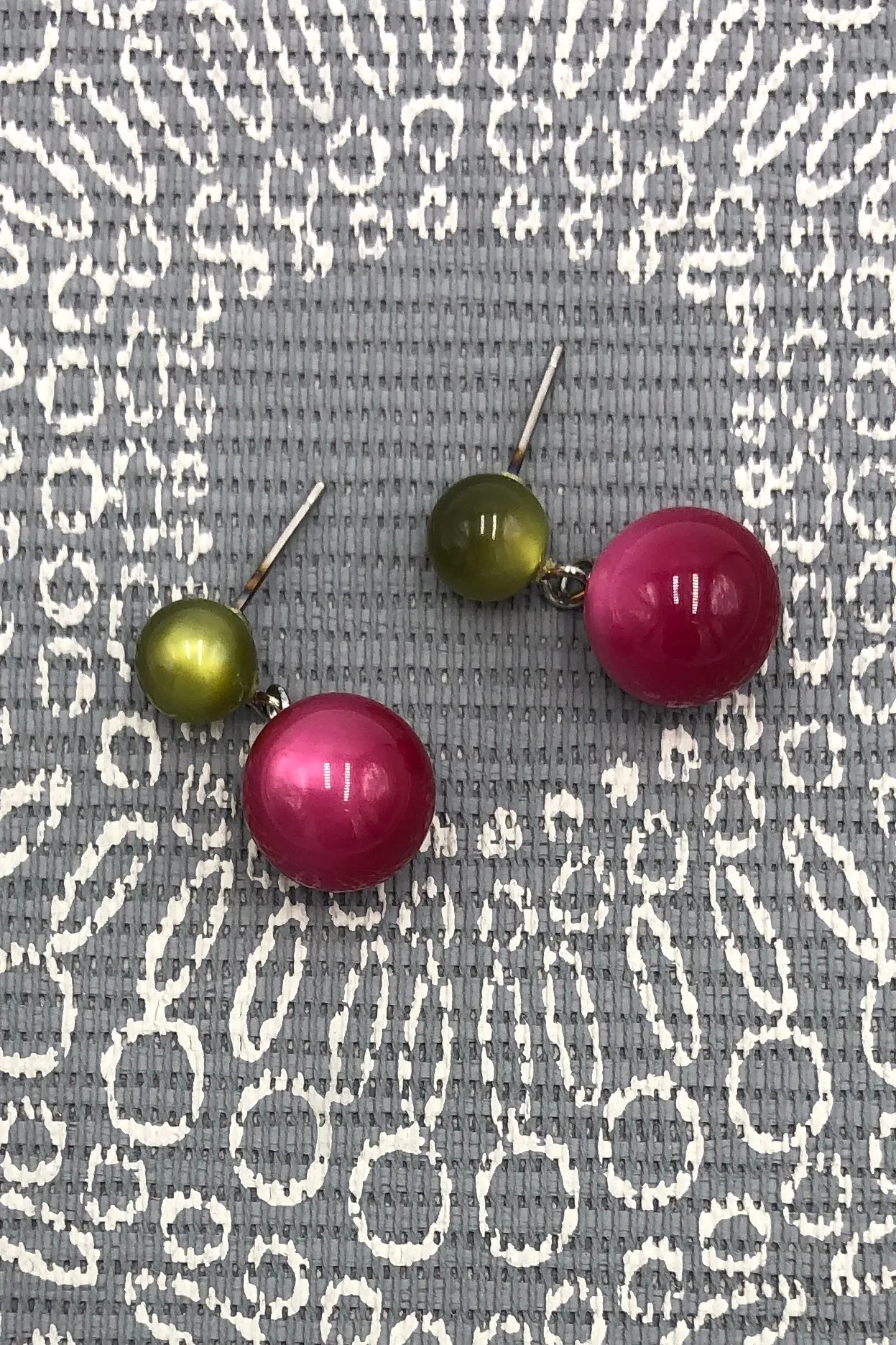 Olive & Cranberry Moonglow Mini Lollipop Earrings